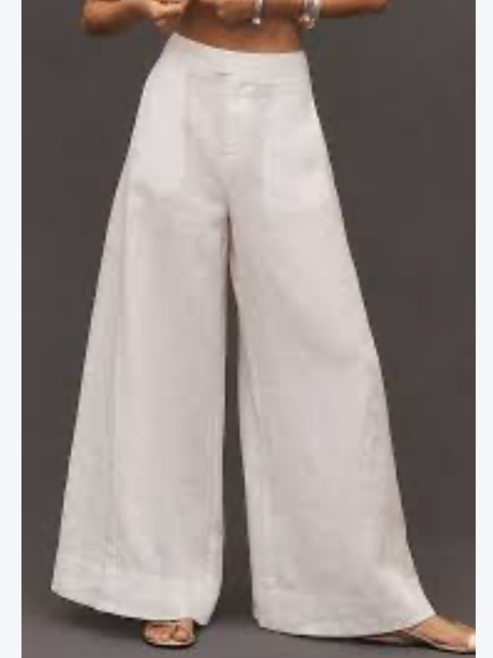 Anthropology 8 Wide Leg High-Waist Linen Pants - White